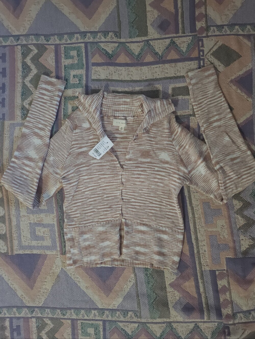 PacSun L.A. Hearts Collar Space Dye Button Down Long Sleeve Stretchy XS